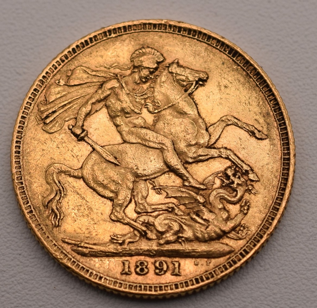 Goldmünze Sovereign Großbritannien 1 Pfund 1891 Königin Victoria mit Krone