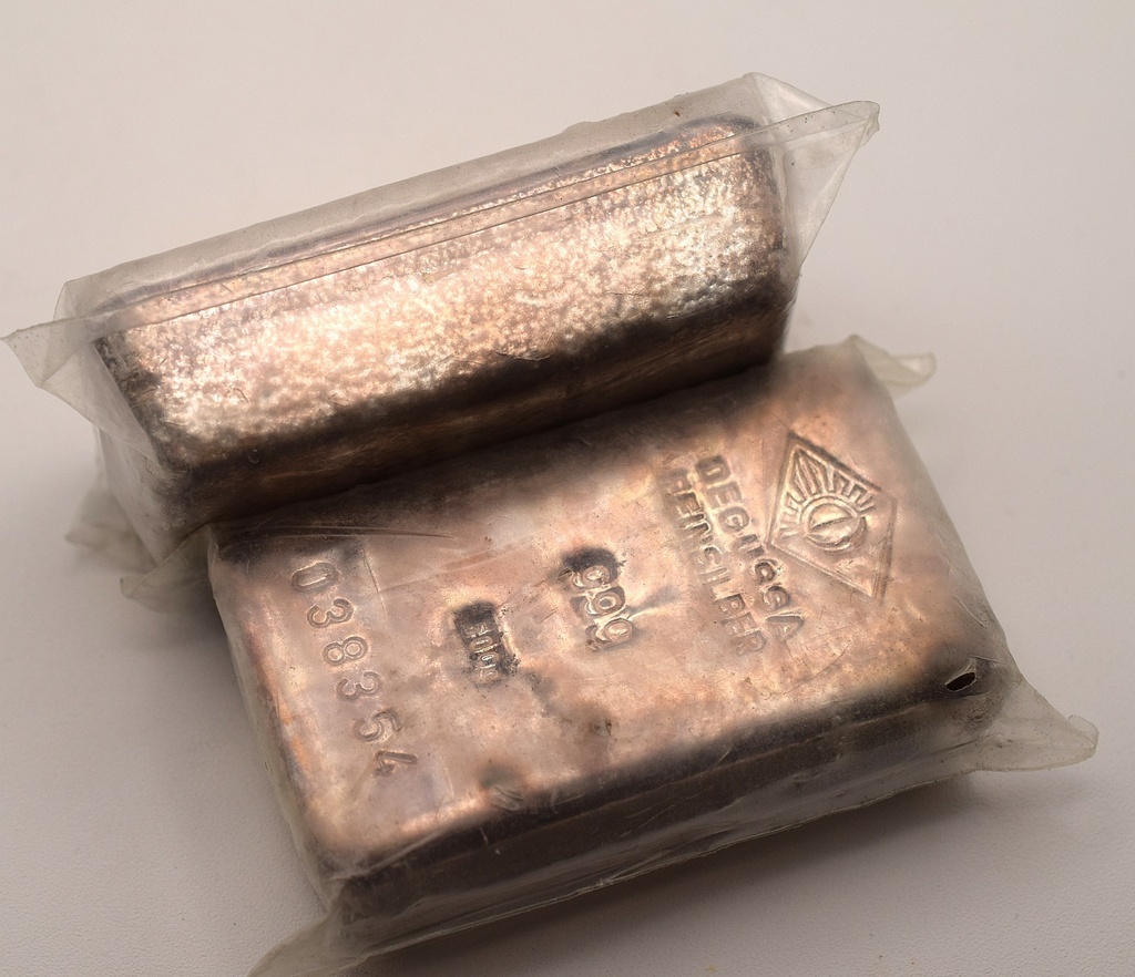 Silberbarren 500 g Degussa gegossen Vintage Anlagebarren Investment