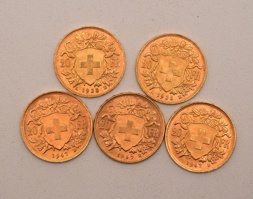 Goldmünze Vreneli 20 Franken verschiedene Jahrgänge