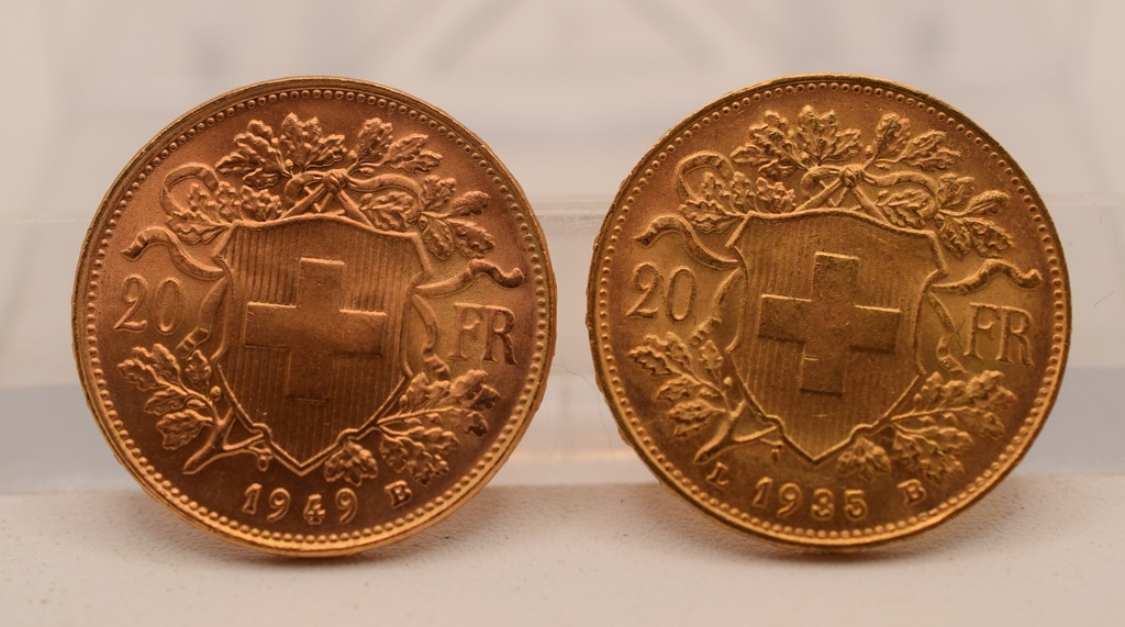 Goldmünze Vreneli 20 Franken verschiedene Jahrgänge