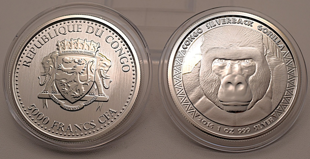 Congo Silverback Gorilla 1 oz 2016 Silbermünze