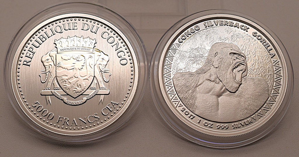 Congo Silverback Gorilla 1 oz 2017 Silbermünze