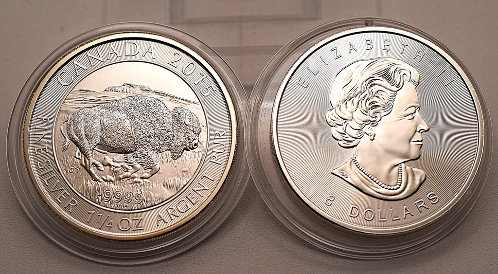 Bison Kanada 1 1/4 Unze 8 Dollar 2015 Silbermünze 999,9 Feingehalt