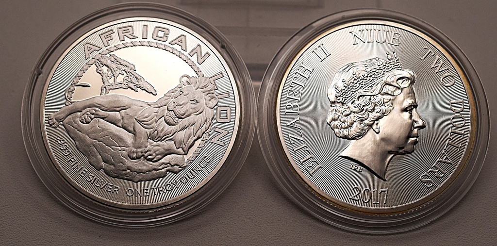 Afrikanischer Löwe 1 oz Niue 2 Dollar 2017 Silbermünze Neuseeland Elisabeth II. African Lion