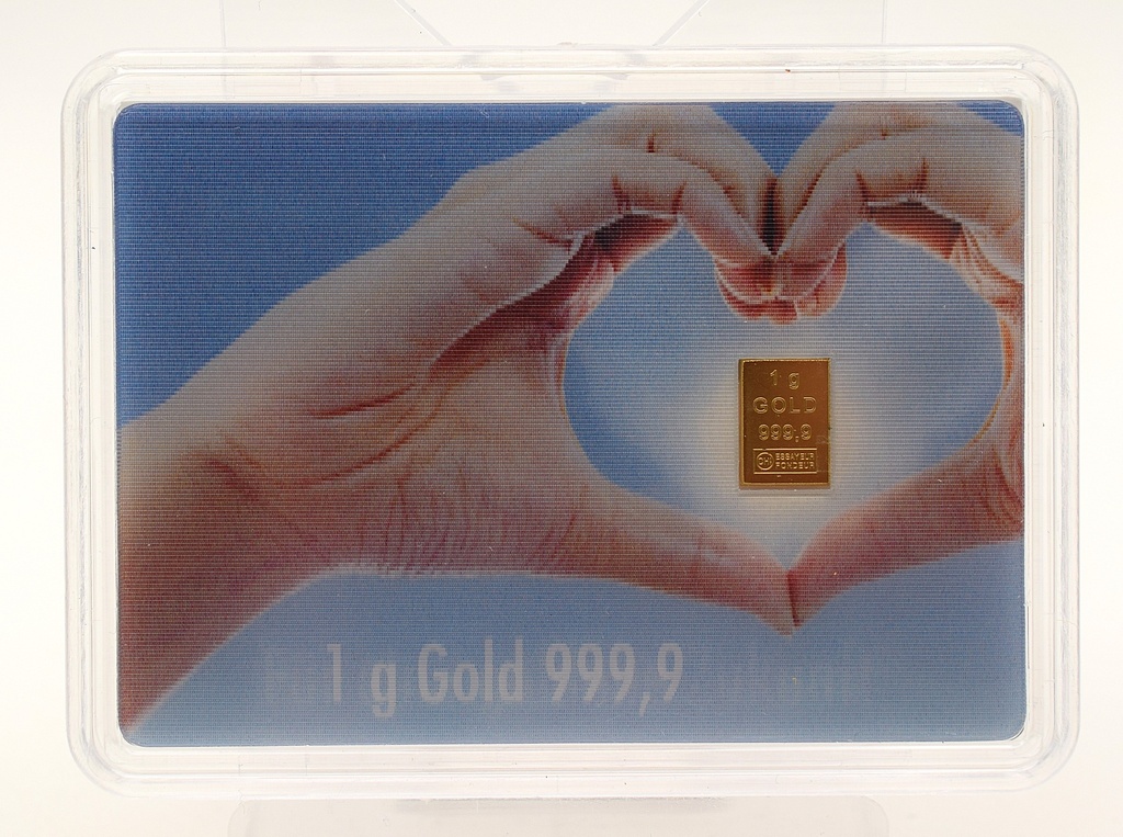 Goldbarren 1 g Geschenkbarren "Für eine goldene Zukunft" Flip-Bild Valcambi
