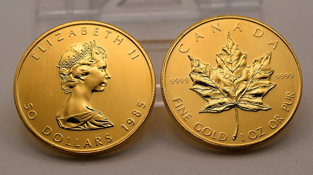 Goldmünze 1 Unze 1979-1989 Maple Leaf 50 Dollars Kanada Bullion Investment Anlage