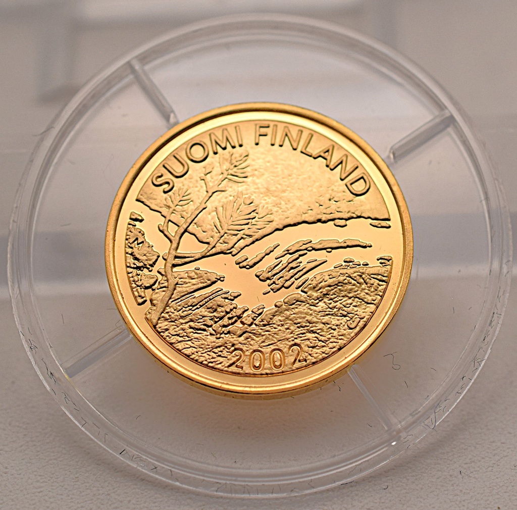 Goldmünze 100 Euro 1/4 Unze Finnland 2002 Lappland Mitternachtssonne 900 Gold PP