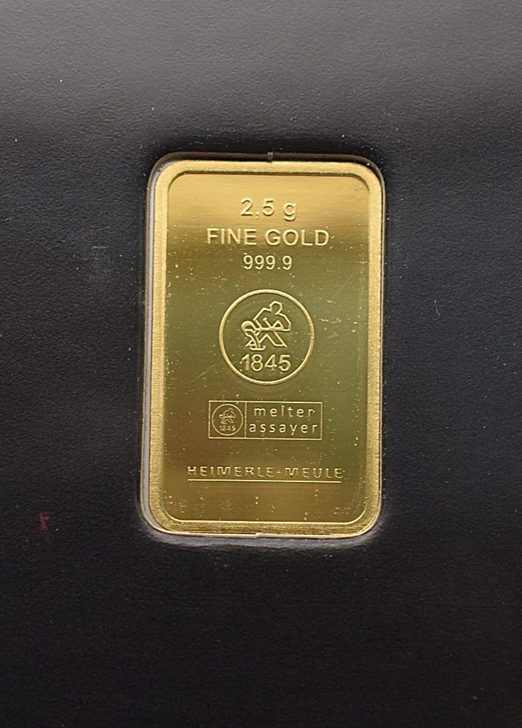 Goldbarren 2,5 g Neuware Heimerle & Meule Feingehalt 999,9 geprägt
