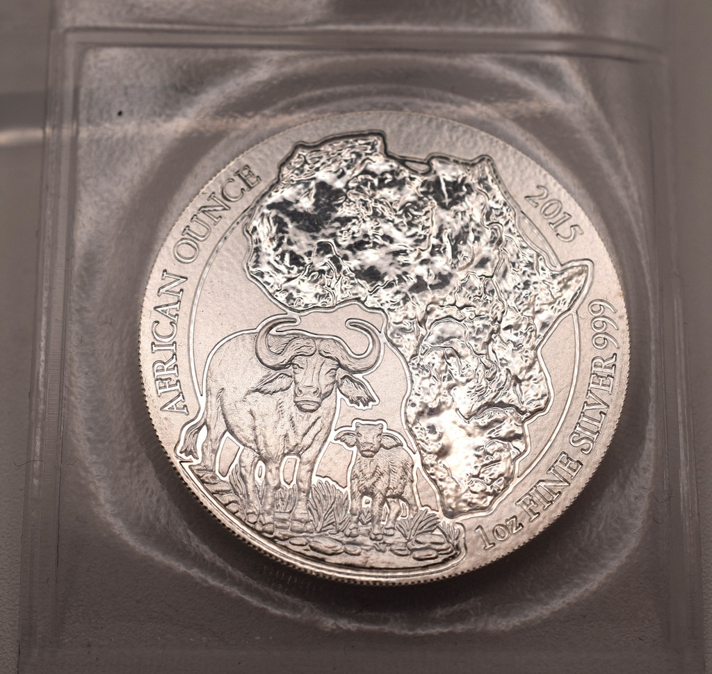 Silbermünze 1 Unze Ruanda Kaffernbüffel 2015 African Ounce