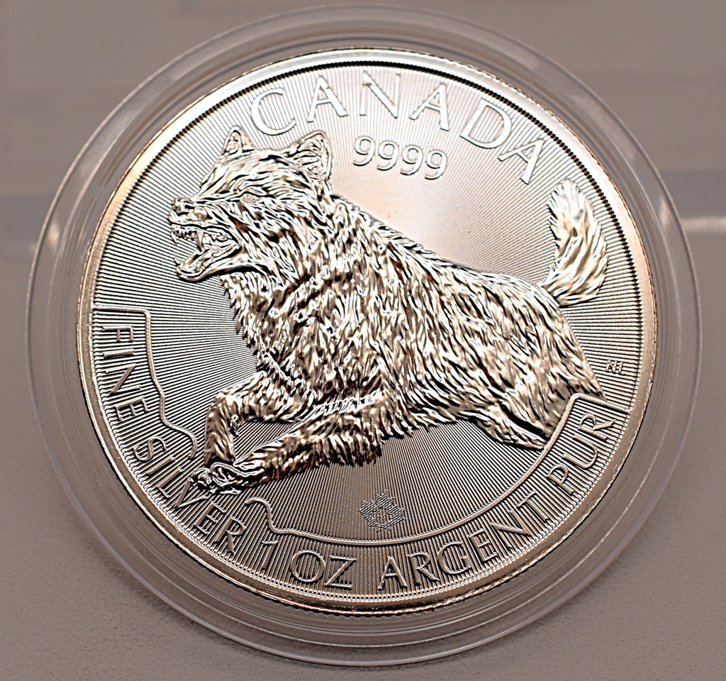 Predator Serie Kanada 2018 Wolf 5 Dollar 1 Unze Silbermünze 999,9 Feingehalt