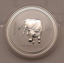 Silbermünze 1 Unze Australien Lunar II 2009 Ochse 999 Feinsilber