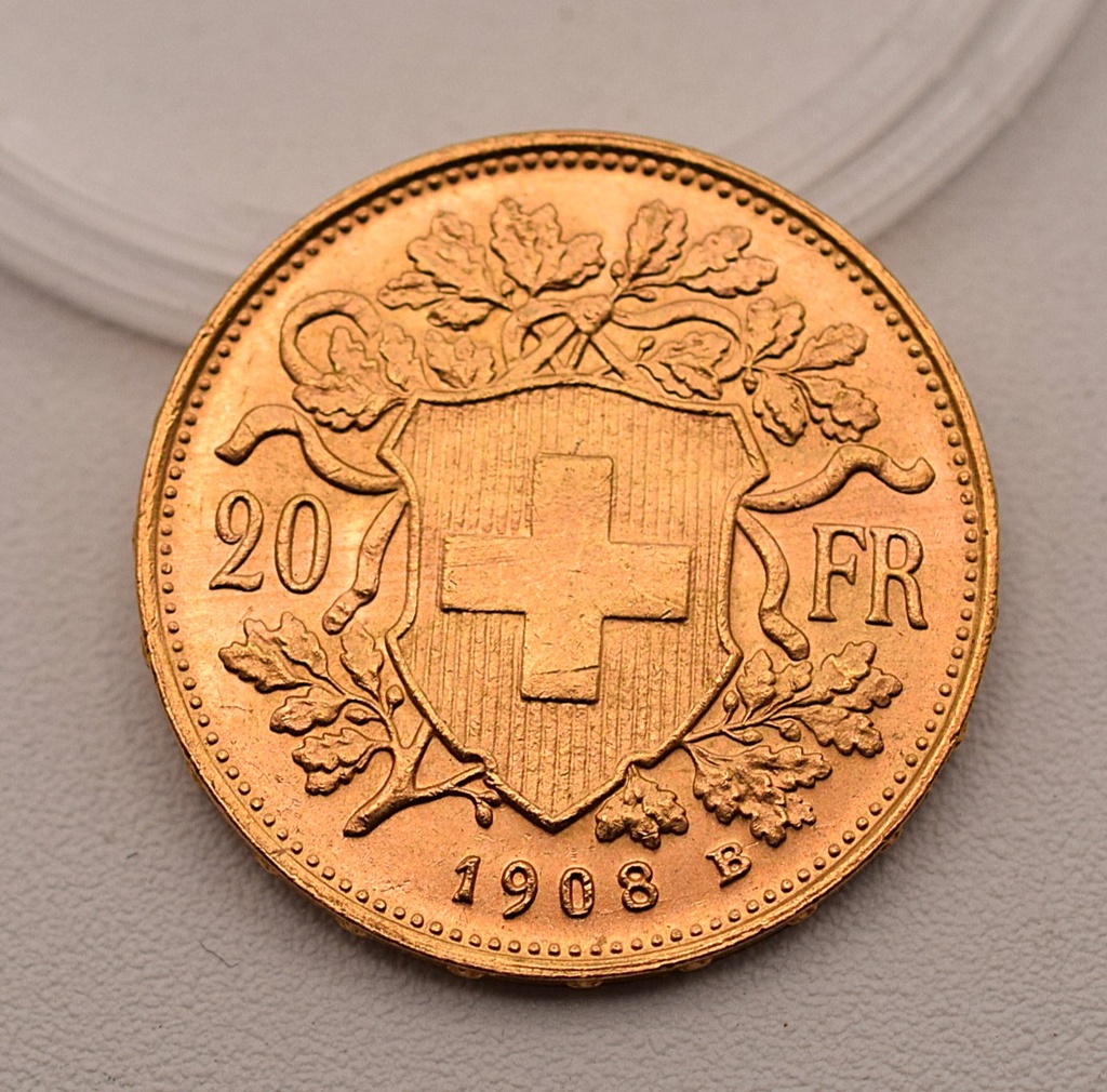 Goldmünze Vreneli 20 Franken 1908