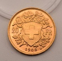 Goldmünze Vreneli 20 Franken 1908