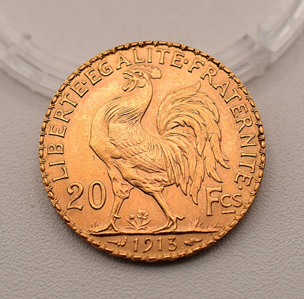 Goldmünze 20 Francs 1913 Marianne / Gallische Hahn (Le Coq)