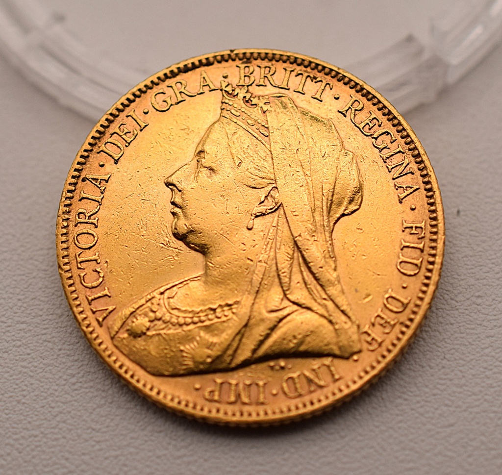 Goldmünze Sovereign Großbritannien 1 Pfund 1899 Königin Victoria Schleier