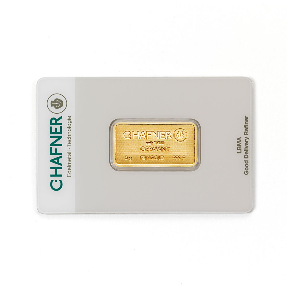 Goldbarren 5 g C.Hafner Feingoldbarren geprägt Neuware