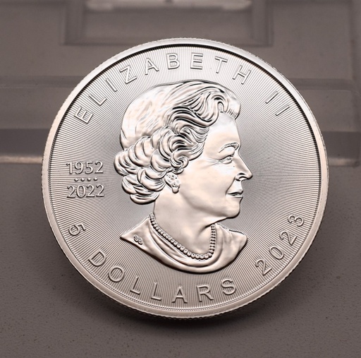 [1296.1] Maple Leaf 1 Unze 2023 Silbermünze inkl. Kapsel 999,9 Feingehalt Kanada