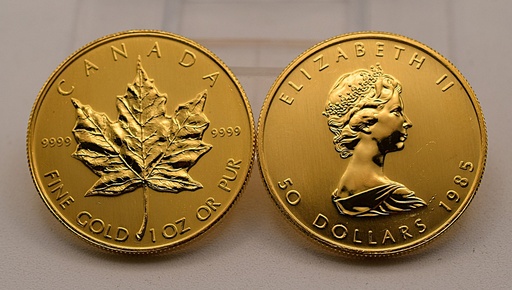 [[2597.1]] Goldmünze 1 Unze 1979-1989 Maple Leaf 50 Dollars Kanada Bullion Investment Anlage