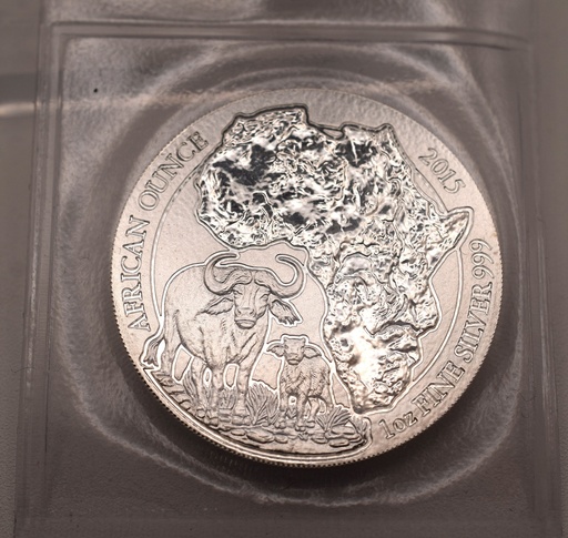 [[2095.3]] Silbermünze 1 Unze Ruanda Kaffernbüffel 2015 African Ounce
