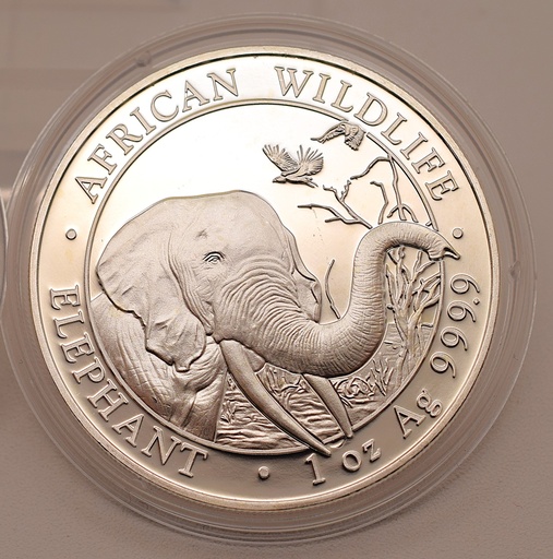 [[2095.3]] Somalia Elephant African Wildlife 1 oz 2018 Silbermünze