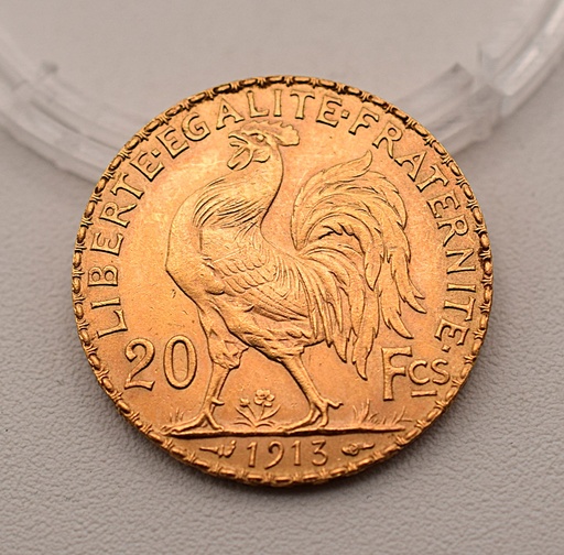 [2415.1.4] Goldmünze 20 Francs 1913 Marianne / Gallische Hahn (Le Coq)