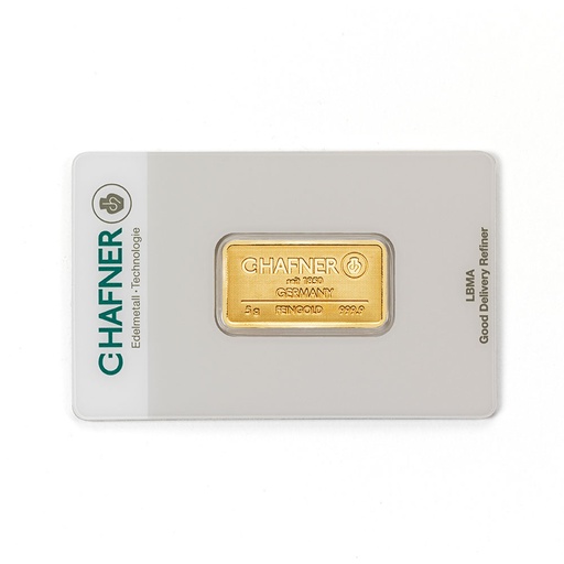 [[1.1.5.1]] Goldbarren 5 g C.Hafner Feingoldbarren geprägt Neuware