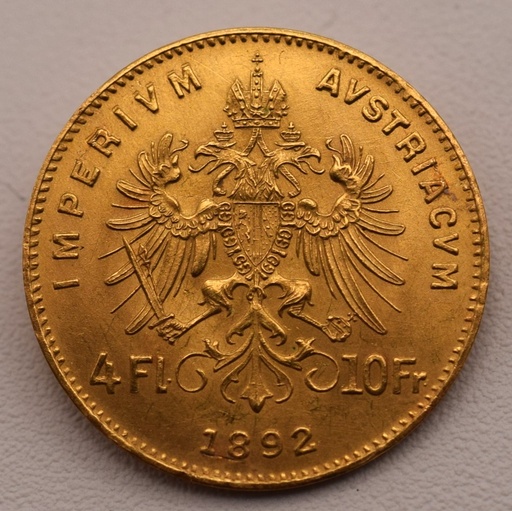 [[1273.1.3.1]] Goldmünze 4 Florin 1892 Goldgulden 4 Florin - 10 Francs